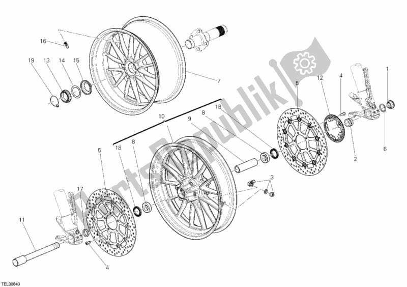 Alle onderdelen voor de Wielen van de Ducati Diavel USA 1200 2012